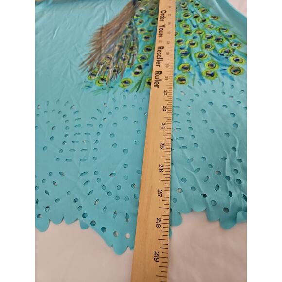 Colletta Womens Blouse Multicolor Size Small Peacock On Front 3/4 Sleeve - Picture 4 of 12